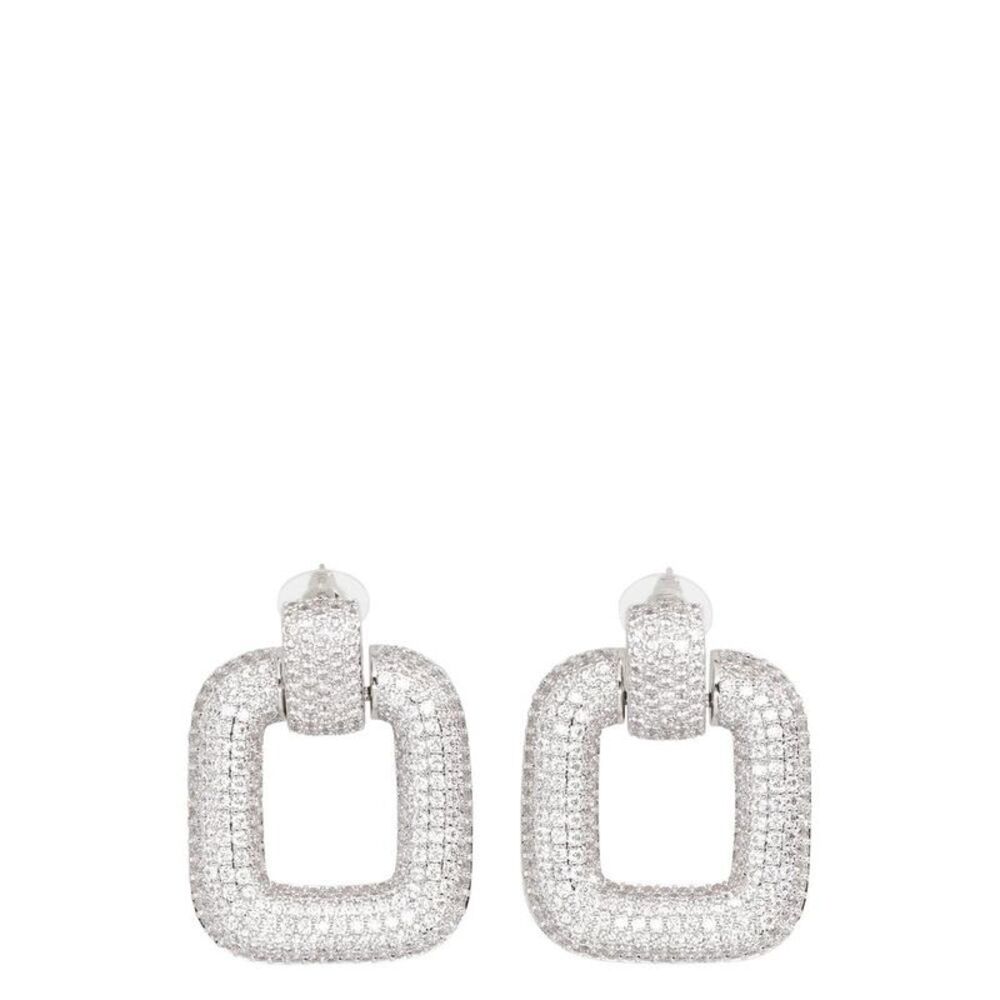 SELF-PORTRAIT Pave Crystal Link Drop Earrings Women SILVER Necklaces